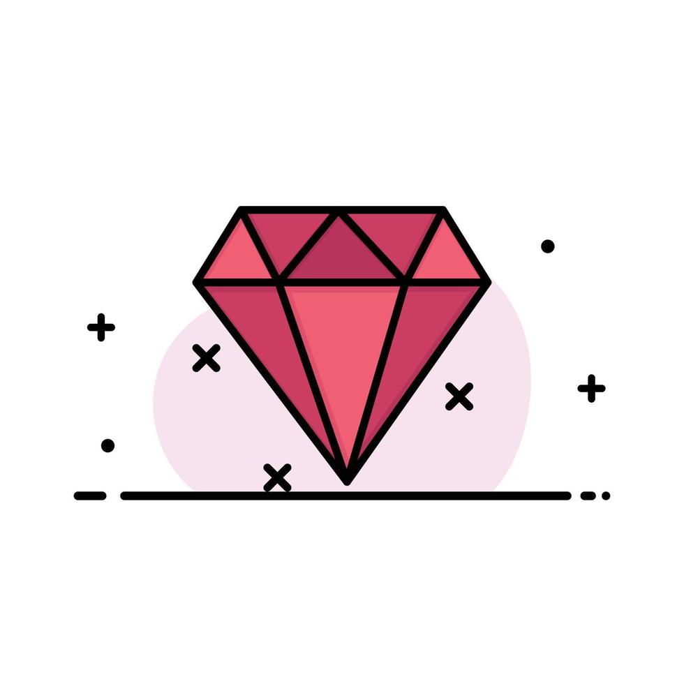 plantilla de banner de vector de icono lleno de línea plana de negocio de joyería de diamantes