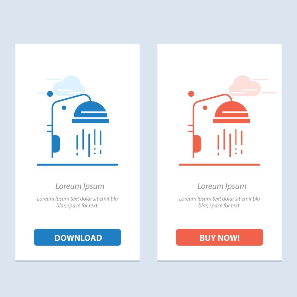 Bathroom Clean Shower  Blue and Red Download and Buy Now web Widget Card Template vector