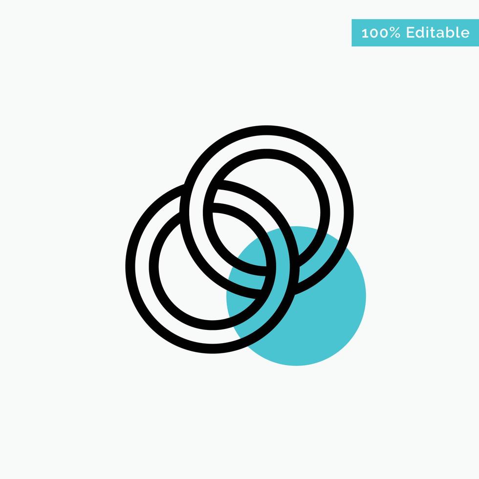 Ring Wedding Couple Engagement turquoise highlight circle point Vector icon