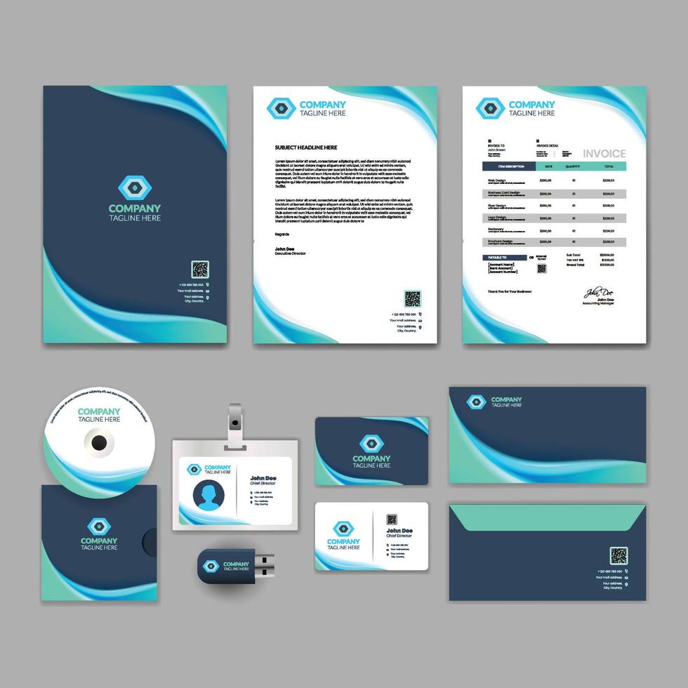 Corporate Identity for Business Stationary Kit vector