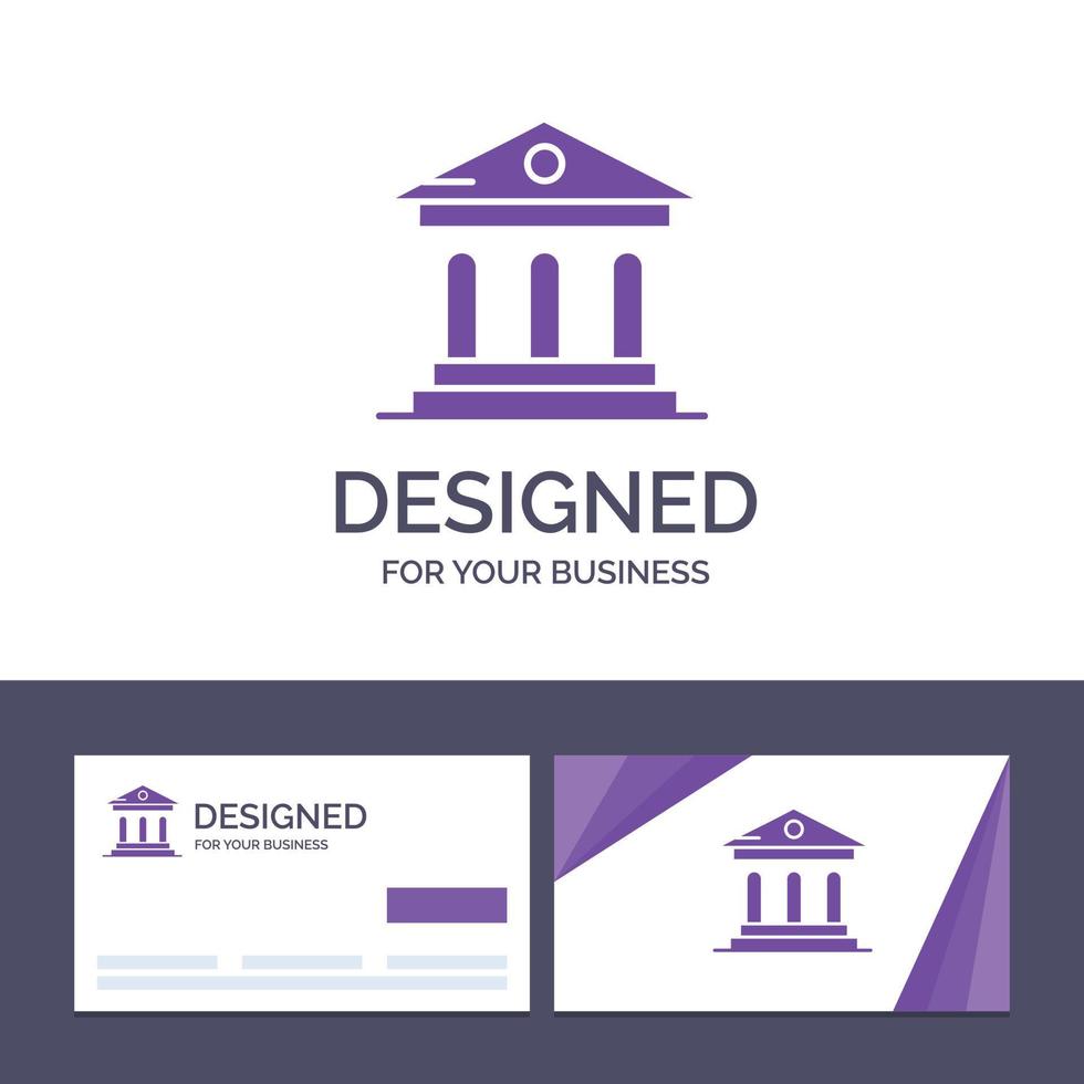 tarjeta de visita creativa y plantilla de logotipo universidad banco campus corte vector ilustración