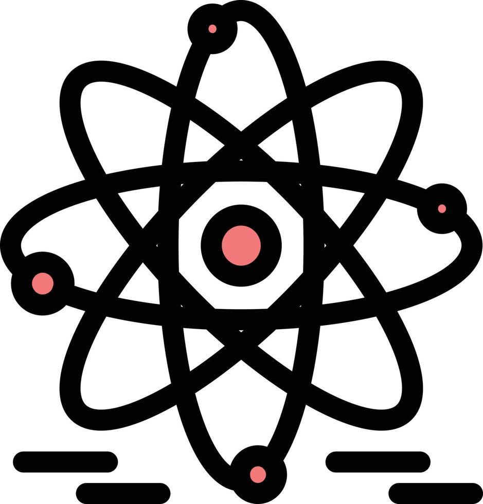 átomo educación nuclear plano color icono vector icono banner plantilla