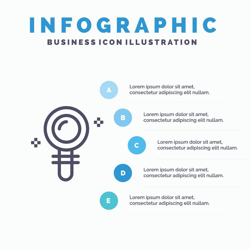 Search Lab Find Biochemistry Line icon with 5 steps presentation infographics Background vector