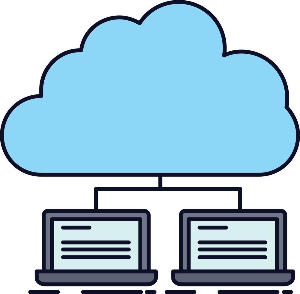 cloud network server internet data Flat Color Icon Vector