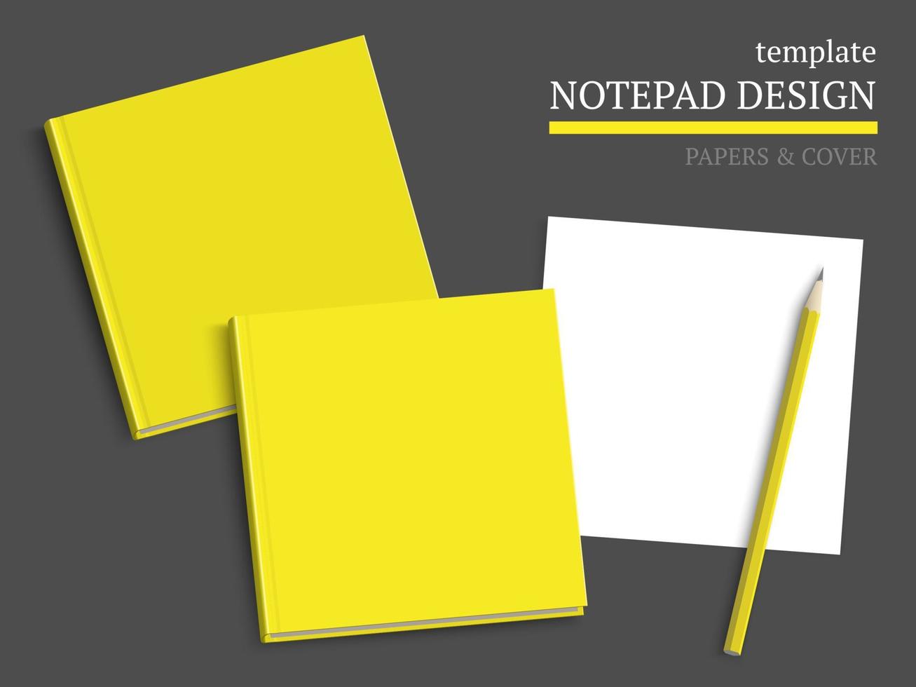 Template of notebook cover and papers. vector