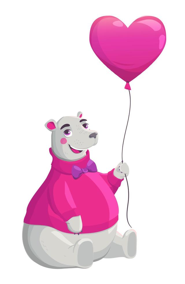 Bear holding pink heart. vector