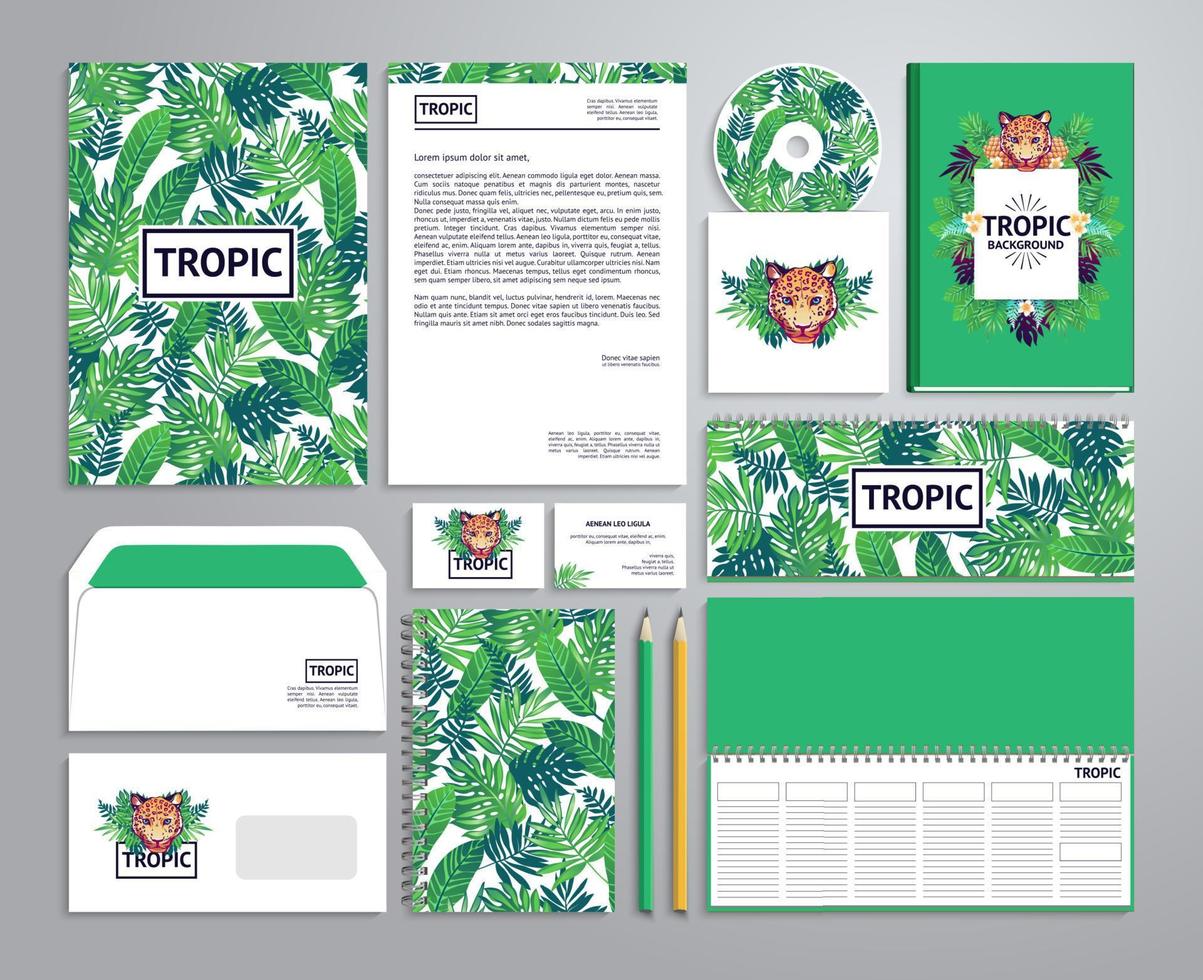 Corporate identity templates in tropical style. vector