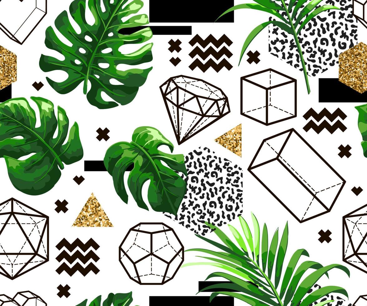 Tropical seamless pattern with palm leaves. vector