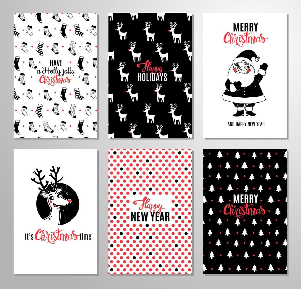 Christmas hand drawn printable cards. vector