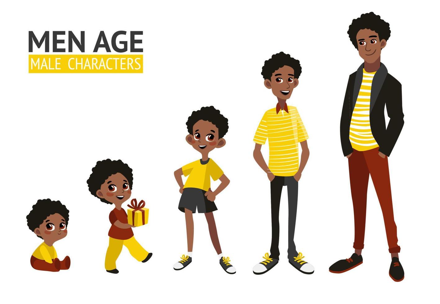 Set of characters in cartoon flat style. vector