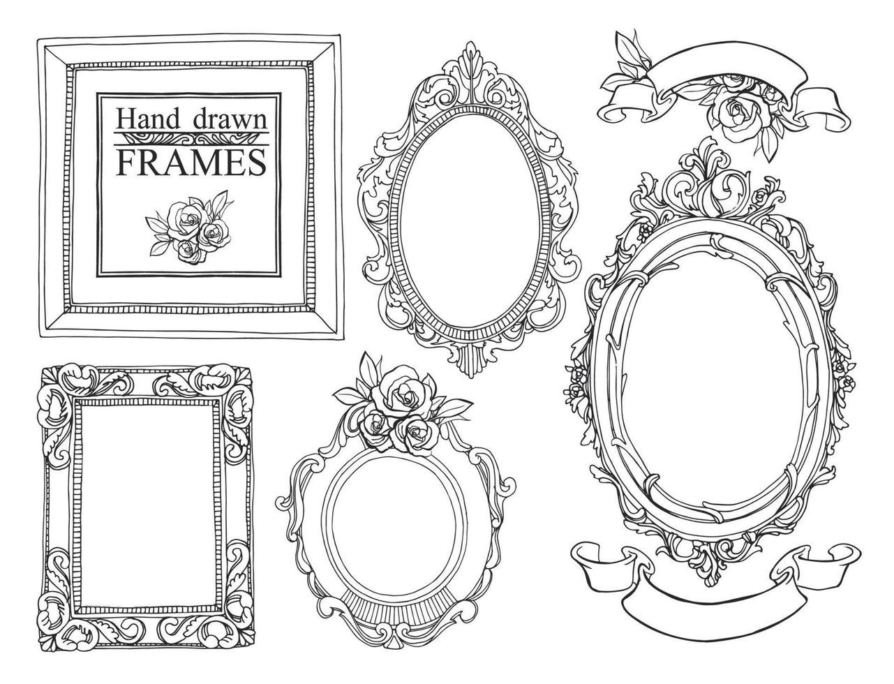 Set of vintage frames. vector
