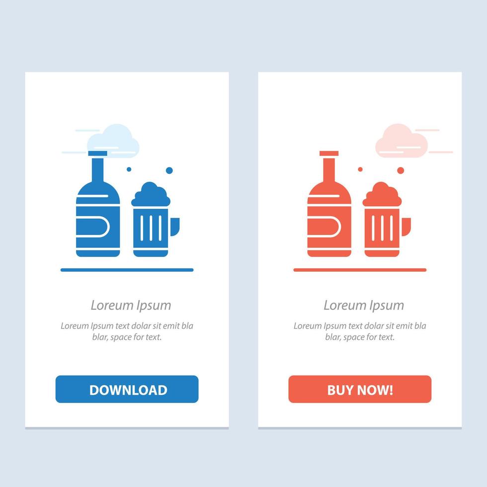 Bottle Beer Cup Canada  Blue and Red Download and Buy Now web Widget Card Template vector