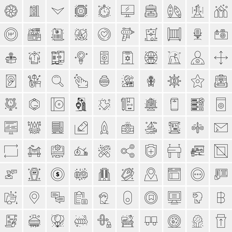 Pack of 100 Universal Line Icons for Mobile and Web vector