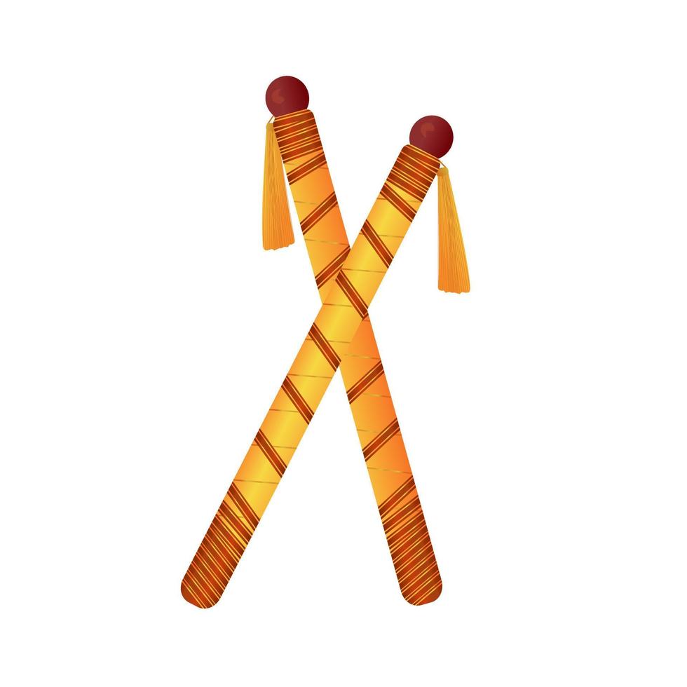 Dandiya sticks on a white background. Navratri Dussehra festival in India. Navratri celebration and disco night. Vector illustration.