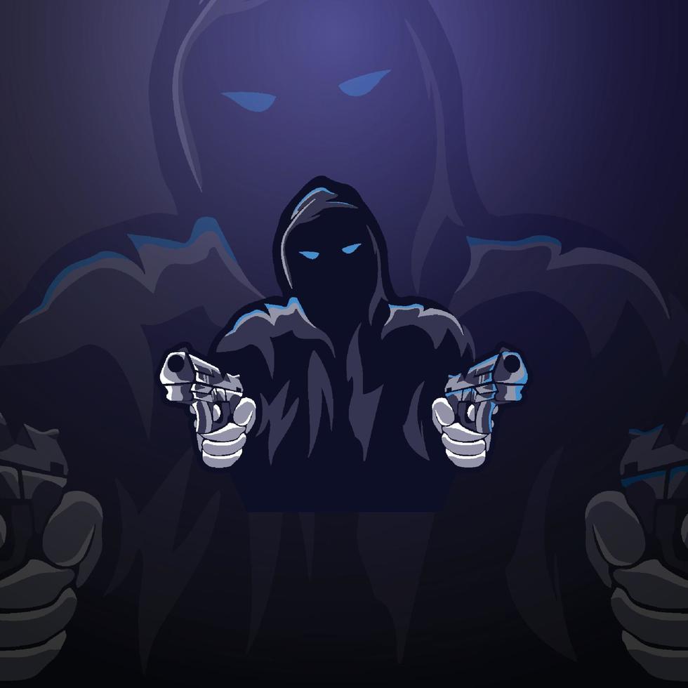 Hacker gamer mascot logo design illustration vector