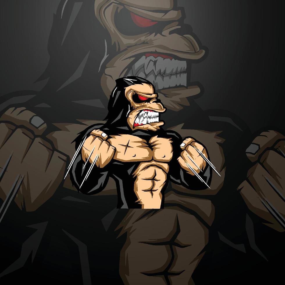 King kong gamer mascot design vector