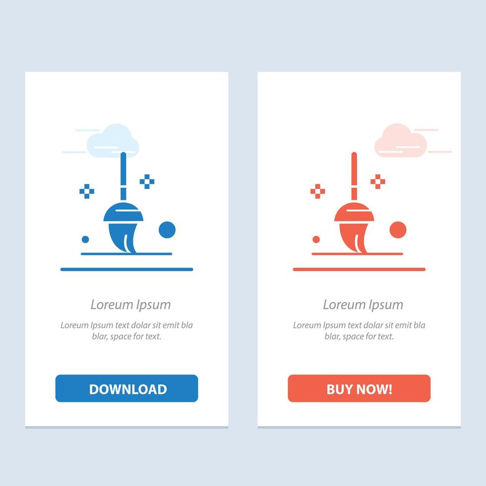 Bucket Cleaning Mop  Blue and Red Download and Buy Now web Widget Card Template vector