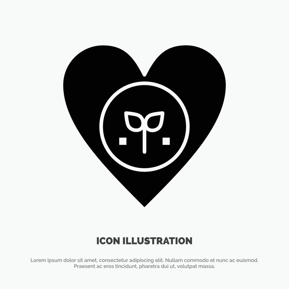 Ecology Environment Favorite Heart Like solid Glyph Icon vector