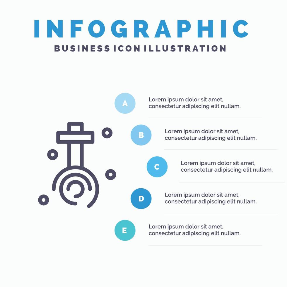 Celebration Christian Cross Easter Line icon with 5 steps presentation infographics Background vector