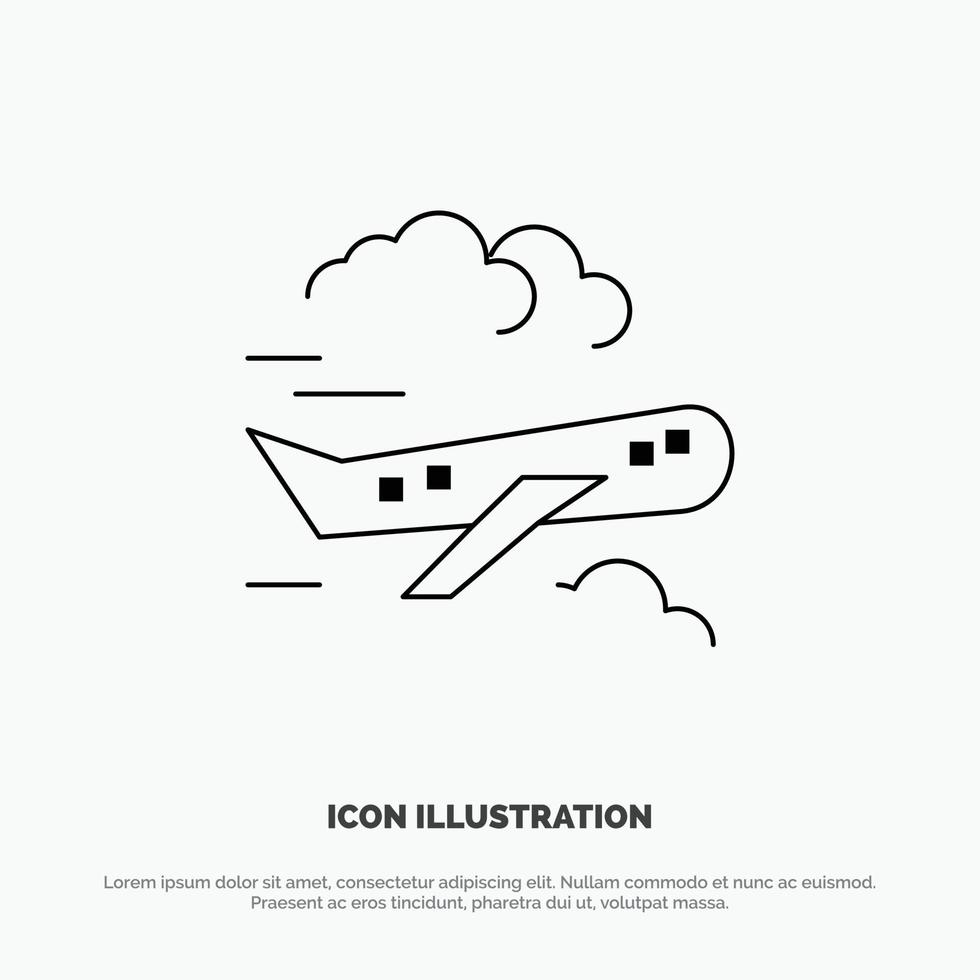 Air Plane Airplane Fly Vector Line Icon