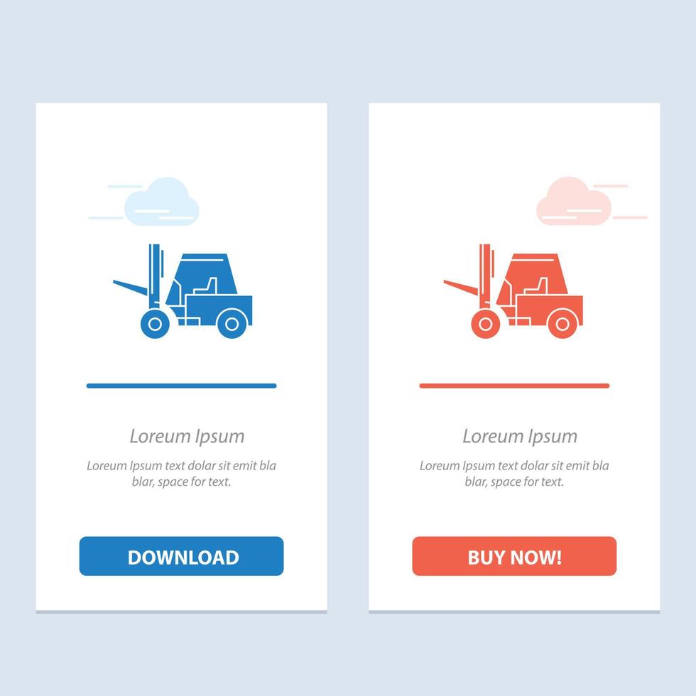 Lifter Lifting Truck Transport  Blue and Red Download and Buy Now web Widget Card Template vector