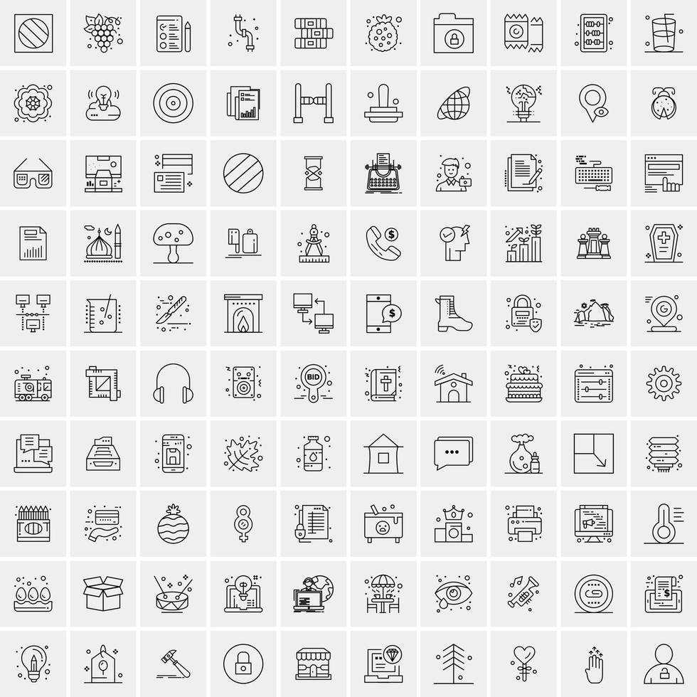 Pack of 100 Universal Line Icons for Mobile and Web vector