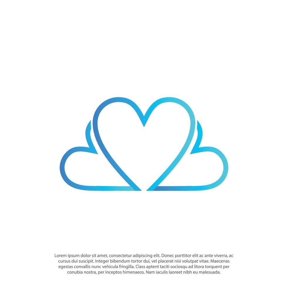 Cloud love logo, with combined cloud shape and love shape as one cloud shape logo design vector outline concept