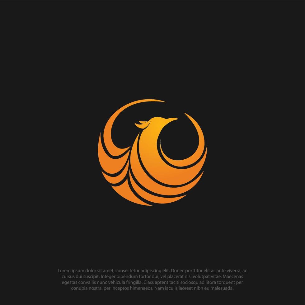 Simple and modern circular phoenix Logo flying bird abstract design vector template. Eagle falcon soaring Logotype concept icon, for startup, or company logo design vector.
