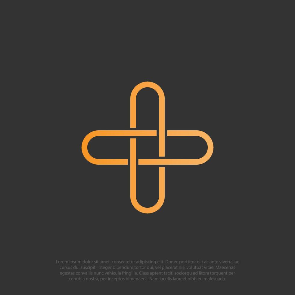 linked cross outline or plus logo for medical logo, linked arrow shine cute design logo vector