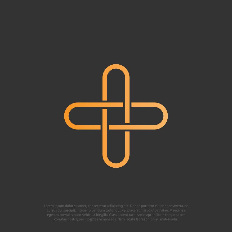 linked cross outline or plus logo for medical logo, linked arrow shine cute design logo vector