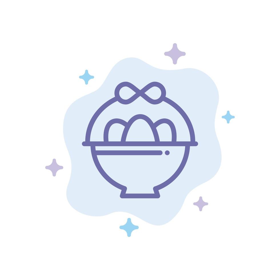 Basket Egg Easter Blue Icon on Abstract Cloud Background vector