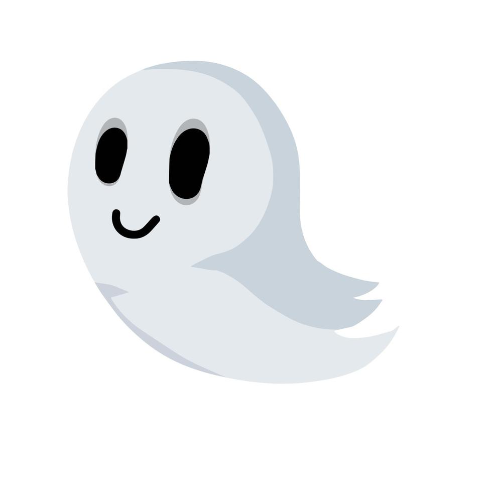 Ghost. Funny flying spirit.The Halloween element. White cute character. Icon of death. FLat cartoon illustration vector