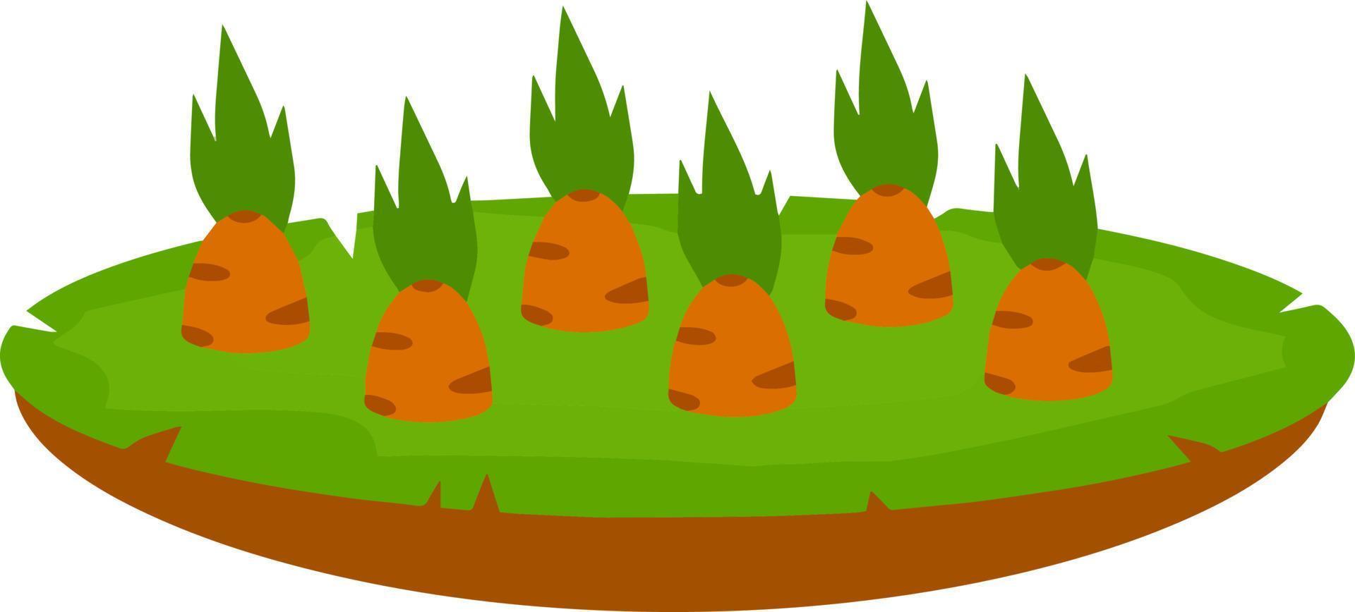 Bed with the carrot. Cartoon flat illustration. Growing vegetables on  platform. Brown ground. Natural food. Element of farm and village 13525636  Vector Art at Vecteezy