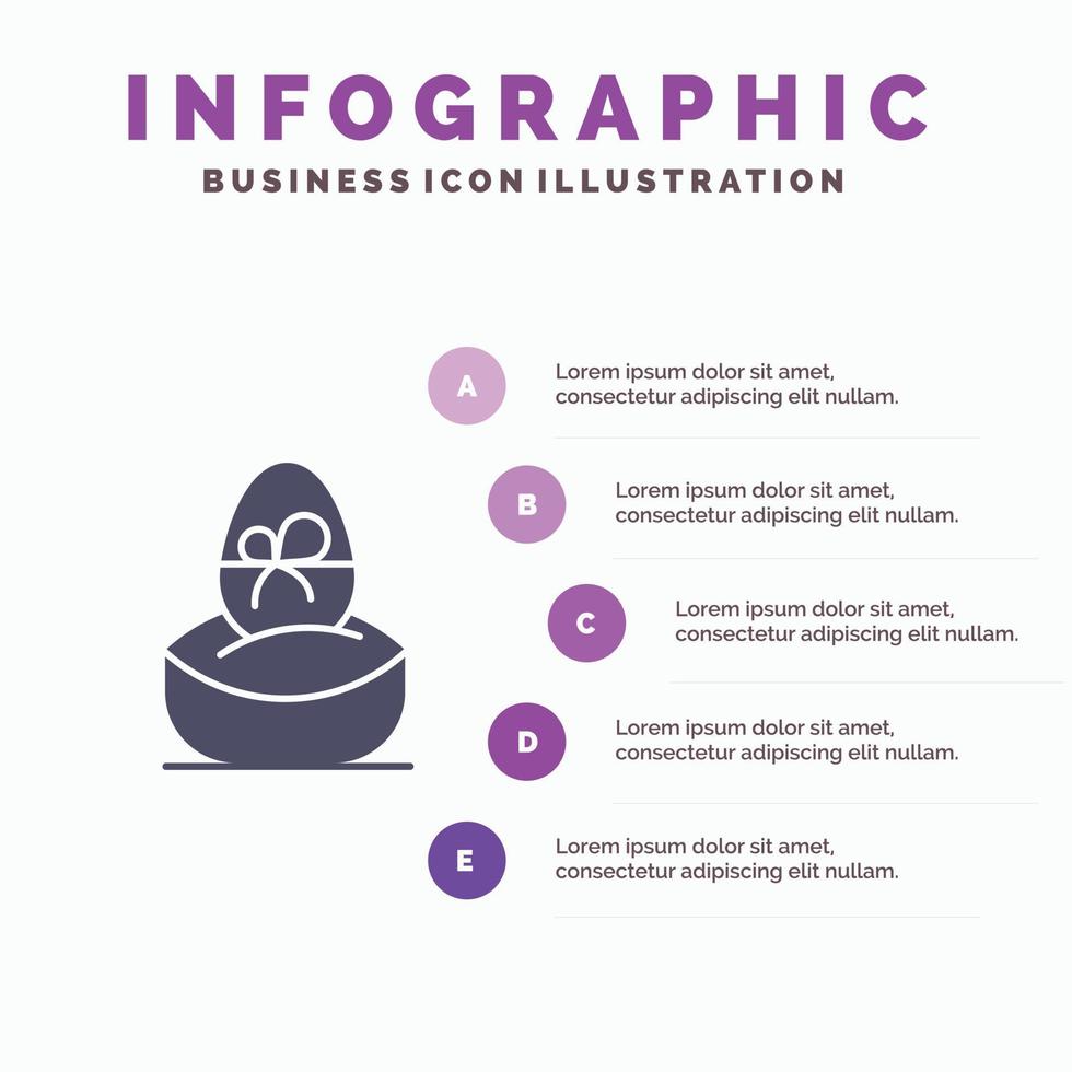 Gift Boiled Easter Egg Food Solid Icon Infographics 5 Steps Presentation Background vector