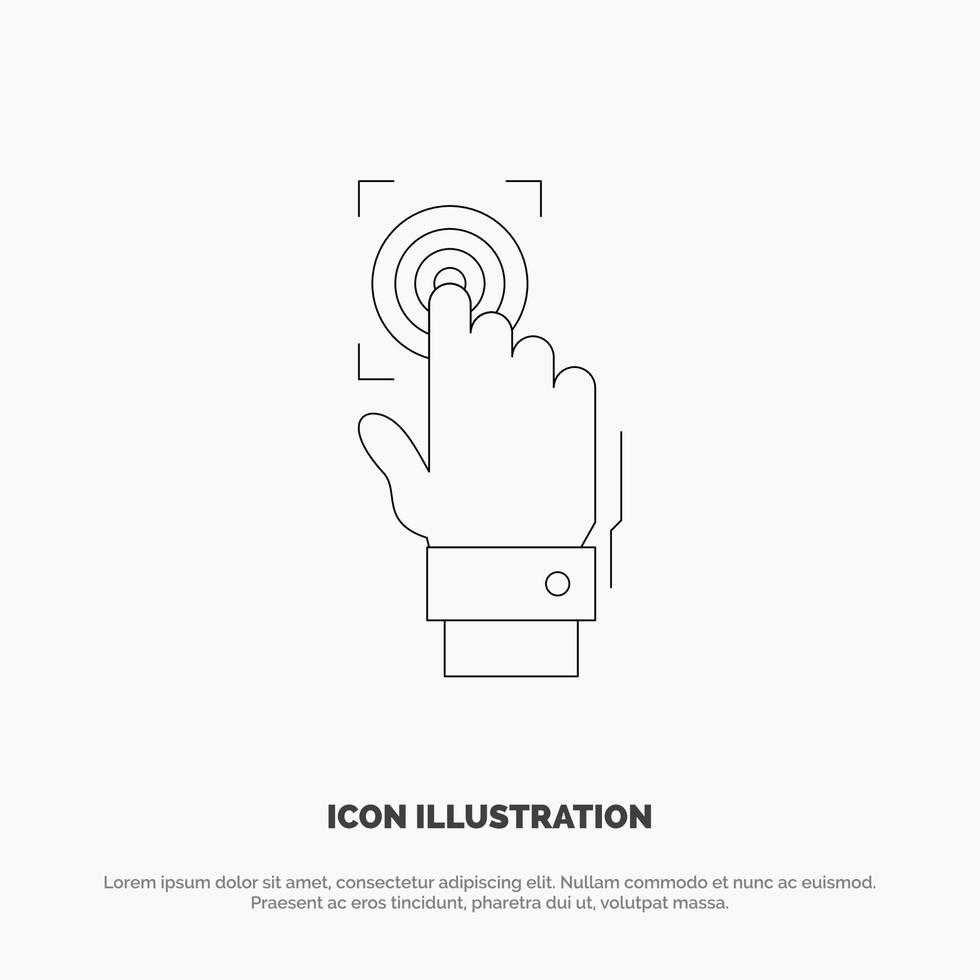 Fingerprint Identity Recognition Scan Scanner Scanning Line Icon Vector