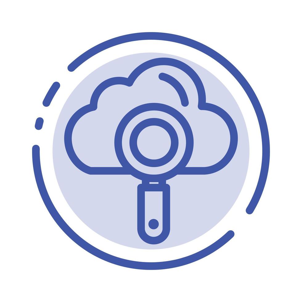 Cloud Computing Search Find Blue Dotted Line Line Icon vector