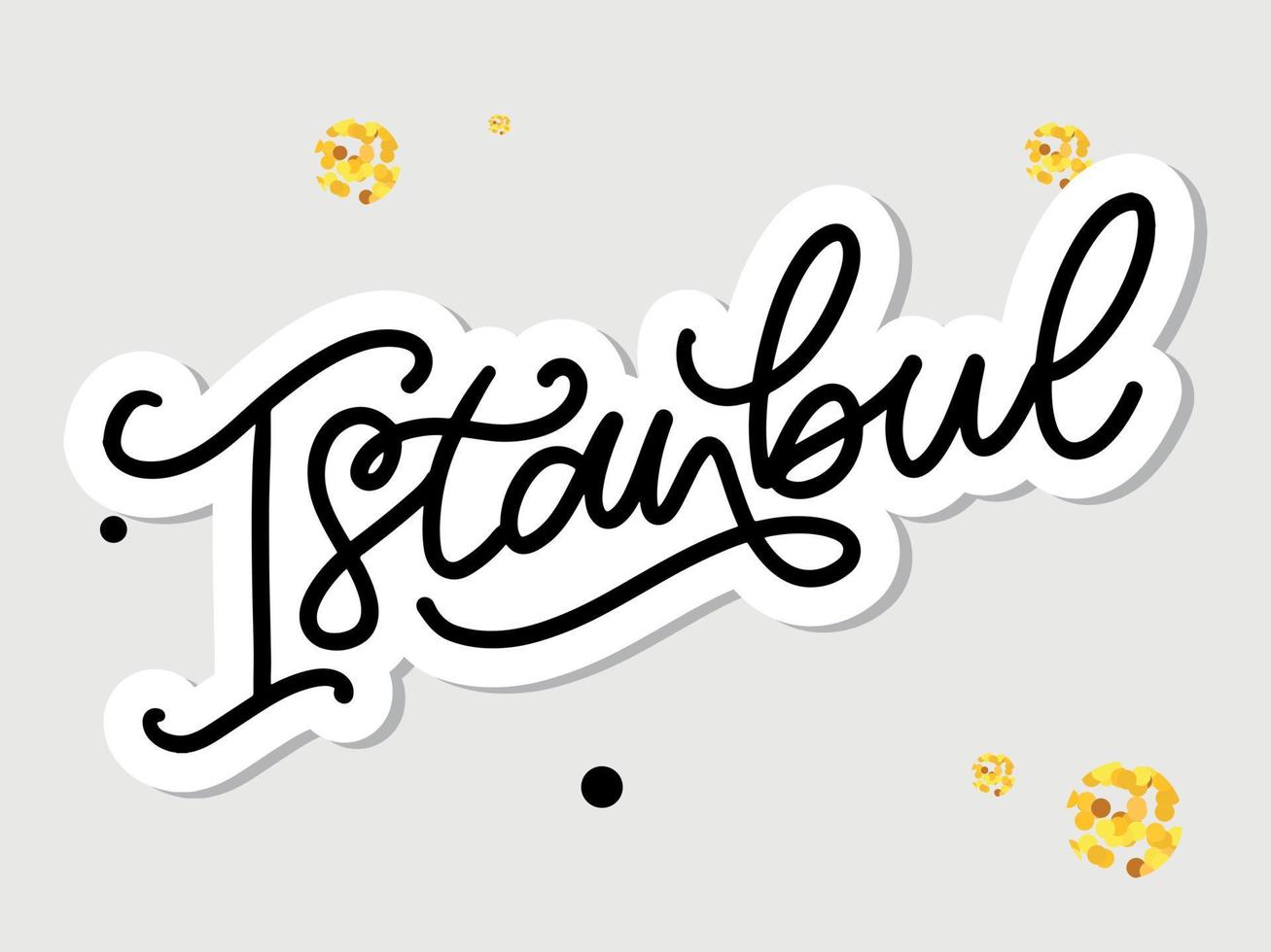 Estanbul. letras a mano. logotipo vectorial de estambul en color negro con gaviotas sobre fondo blanco. productos de recuerdo, emblema de pancarta, blog de viajes en redes sociales, folleto, volante. ilustración digital. vector