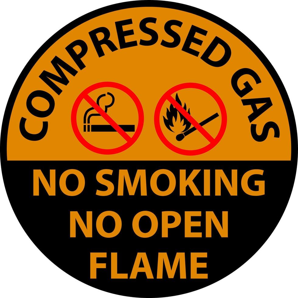 Señal de piso de gas comprimido prohibido fumar sin llama abierta vector