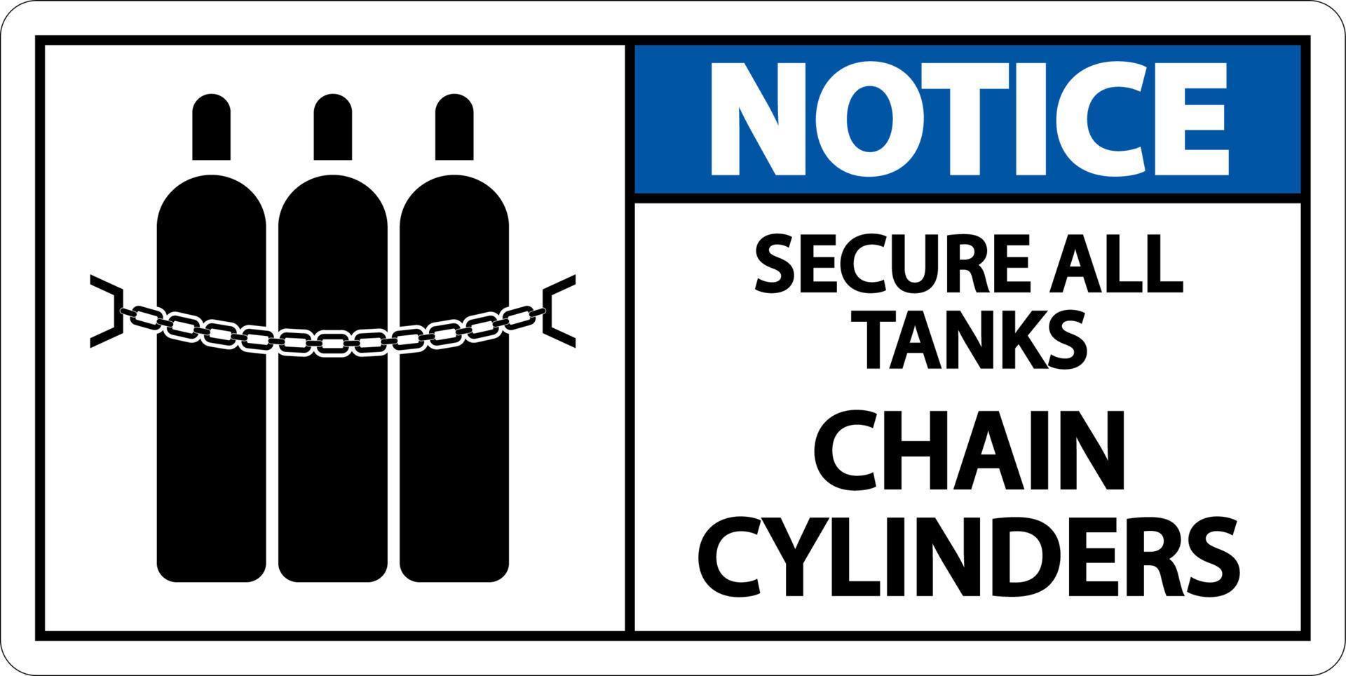Notice Sign Secure All Tanks, Chain Cylinders vector