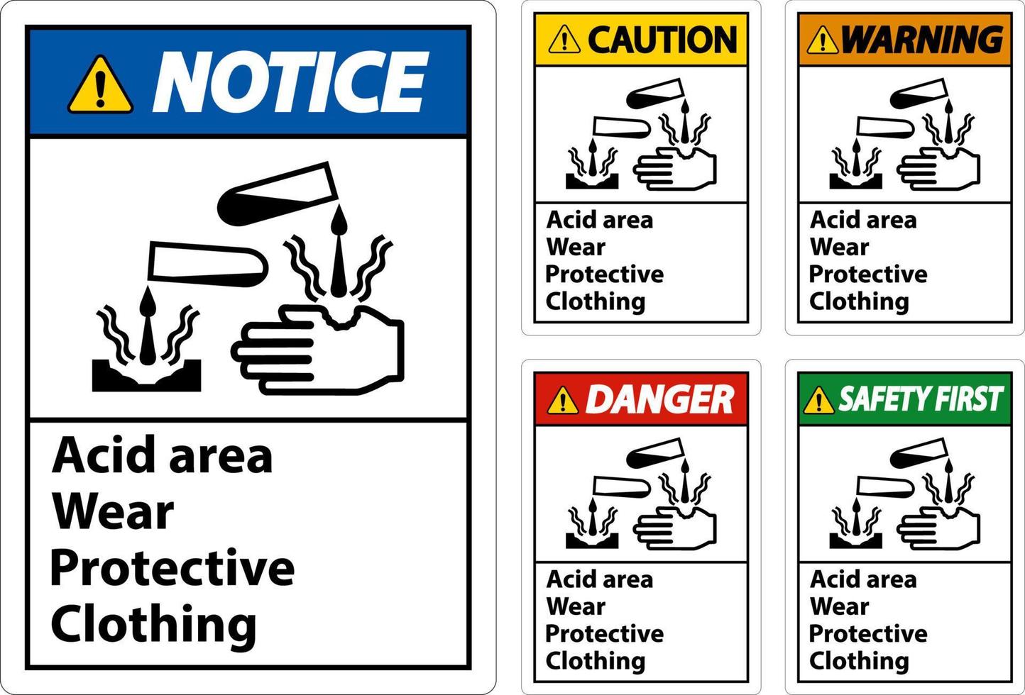 área ácida use ropa protectora signo vector