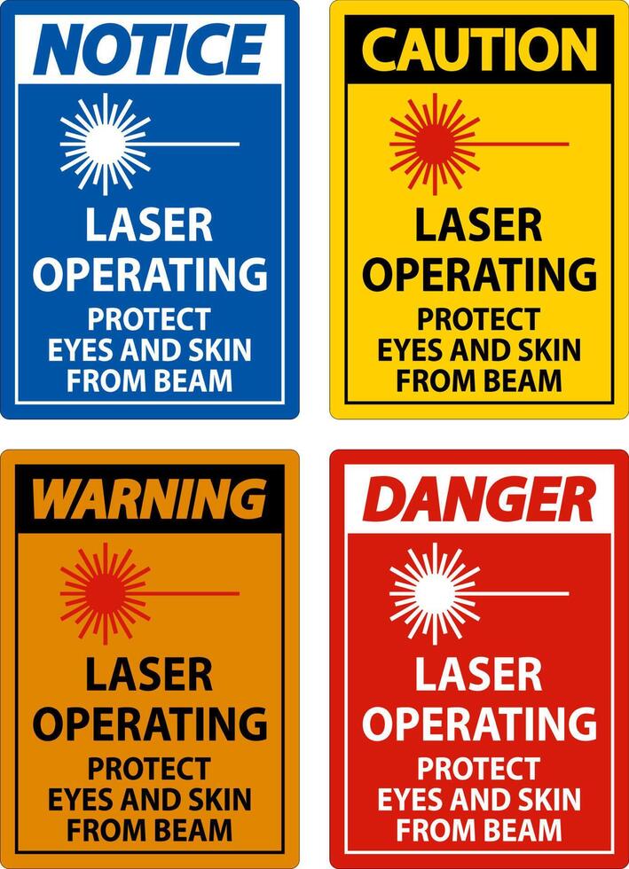 Laser Operating Protect Eyes And Skin From Beam Sign vector