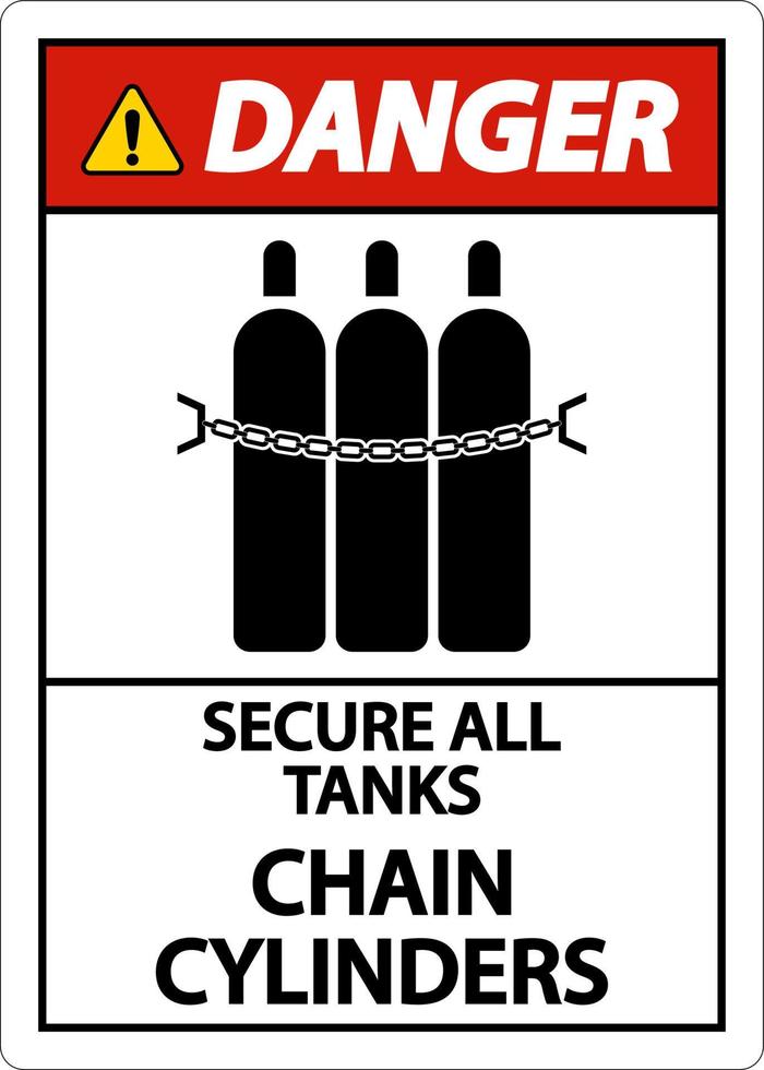 señal de peligro asegurar todos los tanques, cilindros de cadena vector