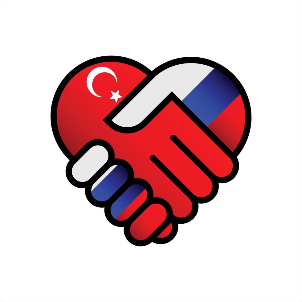 icono de ilustración de apretón de manos de relaciones de rusia y turquía. uso adecuado para el evento rusia turquía vector