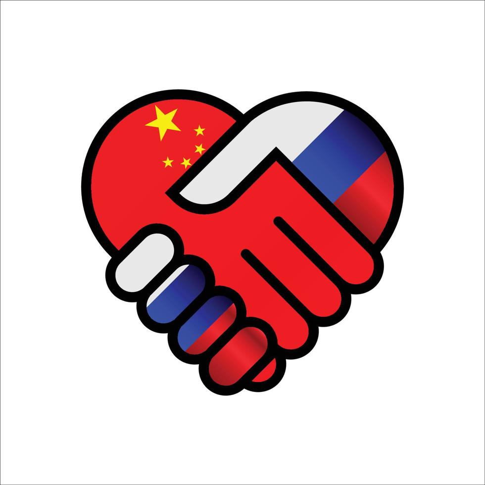 icono de ilustración de apretón de manos de relaciones de rusia y china. uso adecuado para el evento rusia china vector