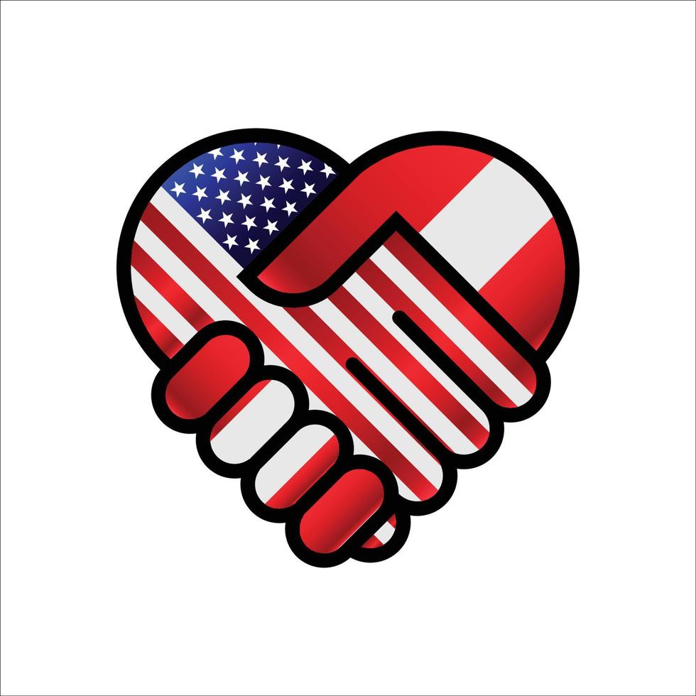 united states of america and austria relations Handshake illustration icon. Suitable use to ameican austria event vector