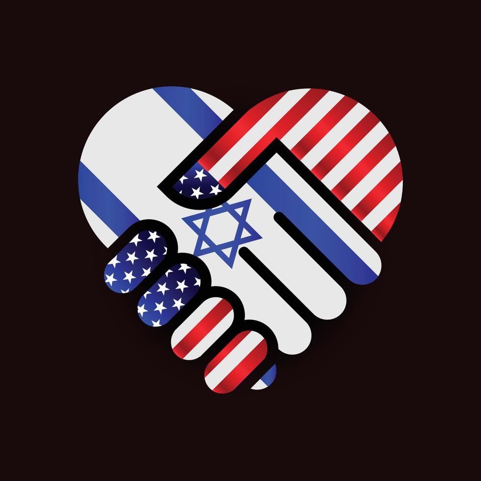 united states of america and israel relations Handshake illustration icon. Suitable use to ameican israel event vector