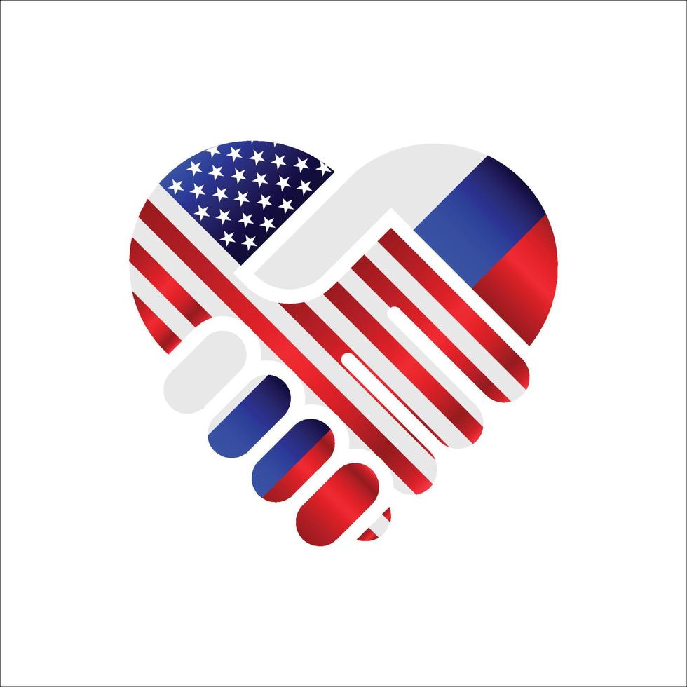 icono de ilustración de apretón de manos de relaciones de estados unidos de américa y rusia. uso adecuado para el evento ameican russia vector