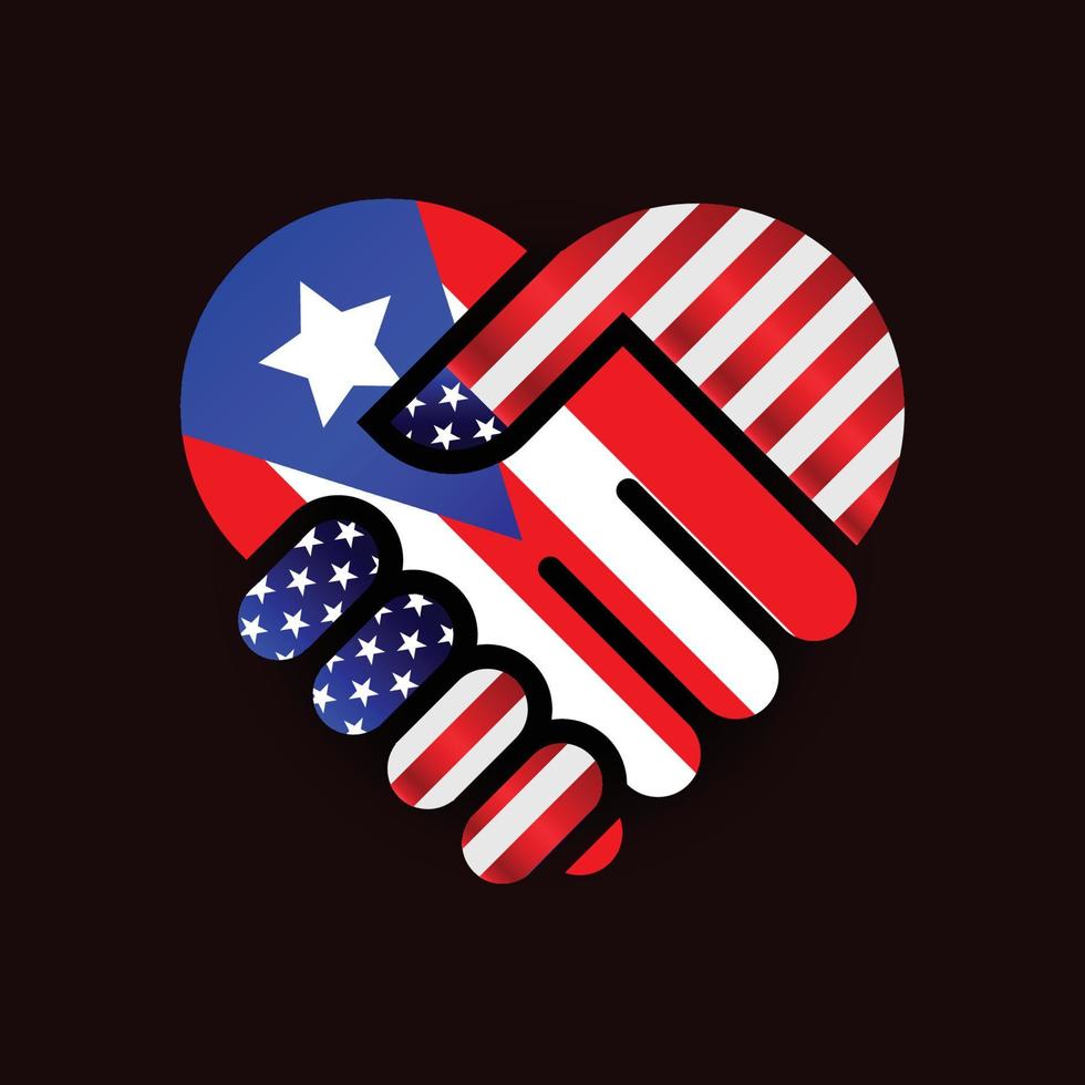 united states of america and puerto rico relations Handshake illustration icon. Suitable use to ameican puerto rico event vector