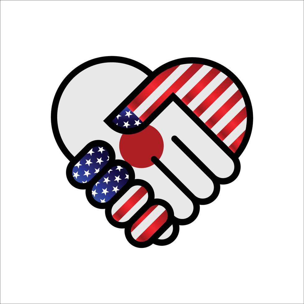 United States of America and Japan relations Handshake illustration icon. Suitable use to Ameican Japan event vector