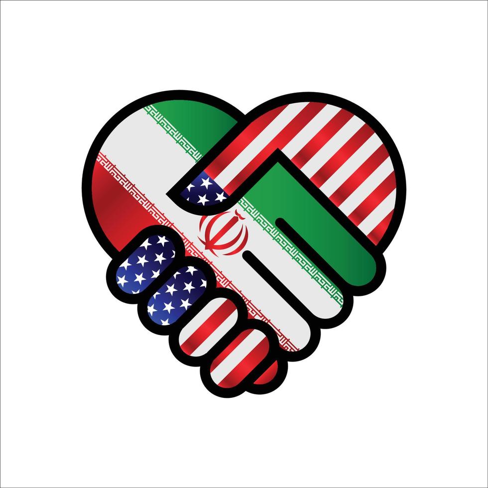 United States of America and Iran relations Handshake illustration icon. Suitable use to Ameican Iran event vector